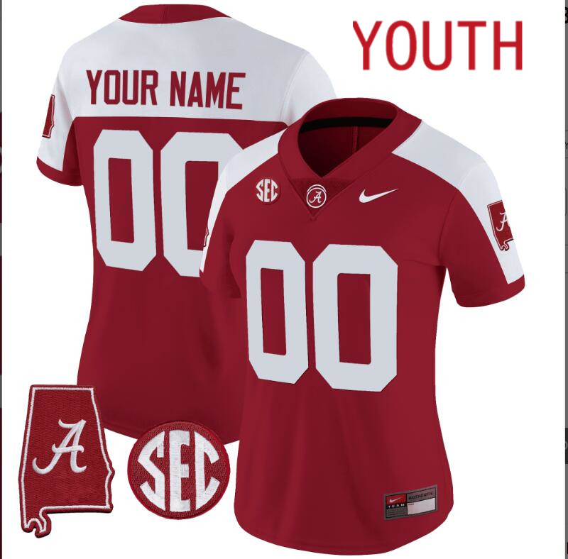 Youth  Alabama Crimson Tide Vapor Limited red Custom 2024 Nike NCAA Jersey 3